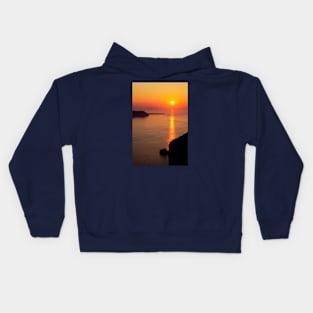 Golden Sunset On Santorini Island Kids Hoodie